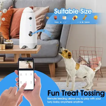 Home Full HD Pet Surveillance Camera - 2.4G WiFi App Control,Two-Way Audio, Night Vision, Remote Pet Food Feeder, Smart Dog Food 4