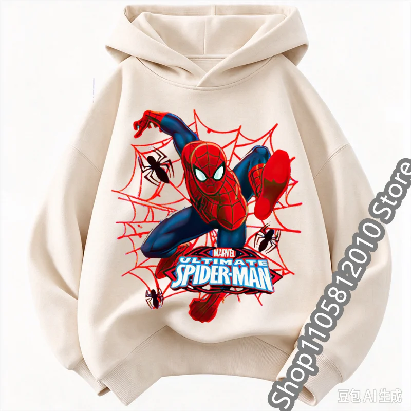 Boys Spider Print Hoodie, Kids Anime Spider Graphic Pullover Hooded Sweatshirt, Casual Streetwear Long Sleeve Top
