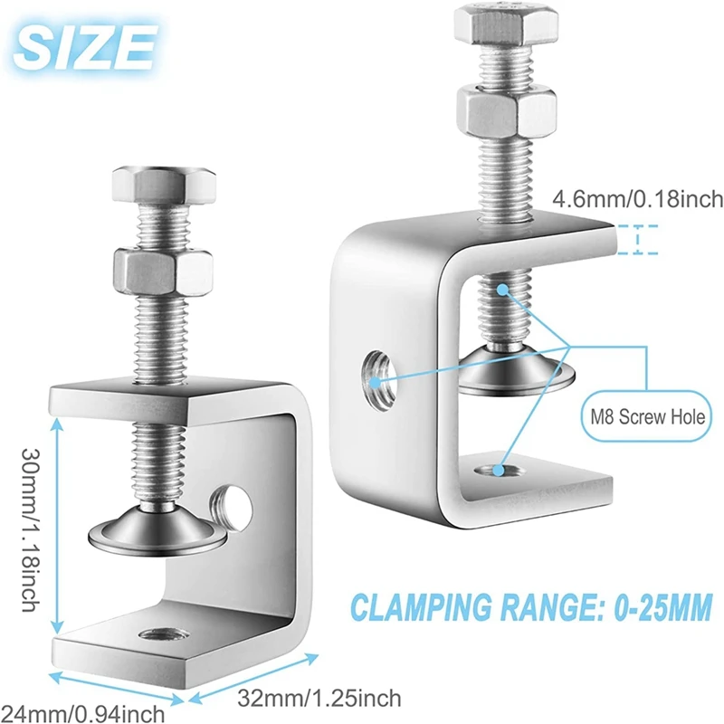 AB09-C Klem Miniklem 1 inch zware metalen U-klemmen met stabiele brede kaakopening voor montage van metaalbewerking houtbewerking