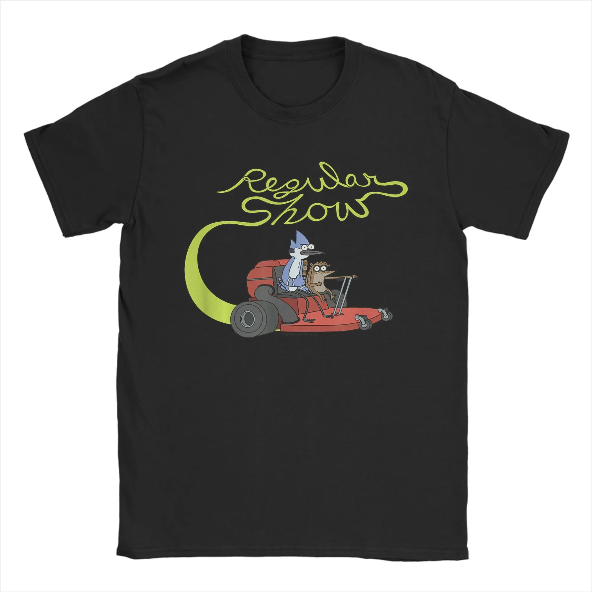 Men Regular Show Mordecai and Rigby Mower T Shirt  Pure Cotton Tops Awesome Short Sleeve Round Neck Tees 4XL 5XL T-Shirts