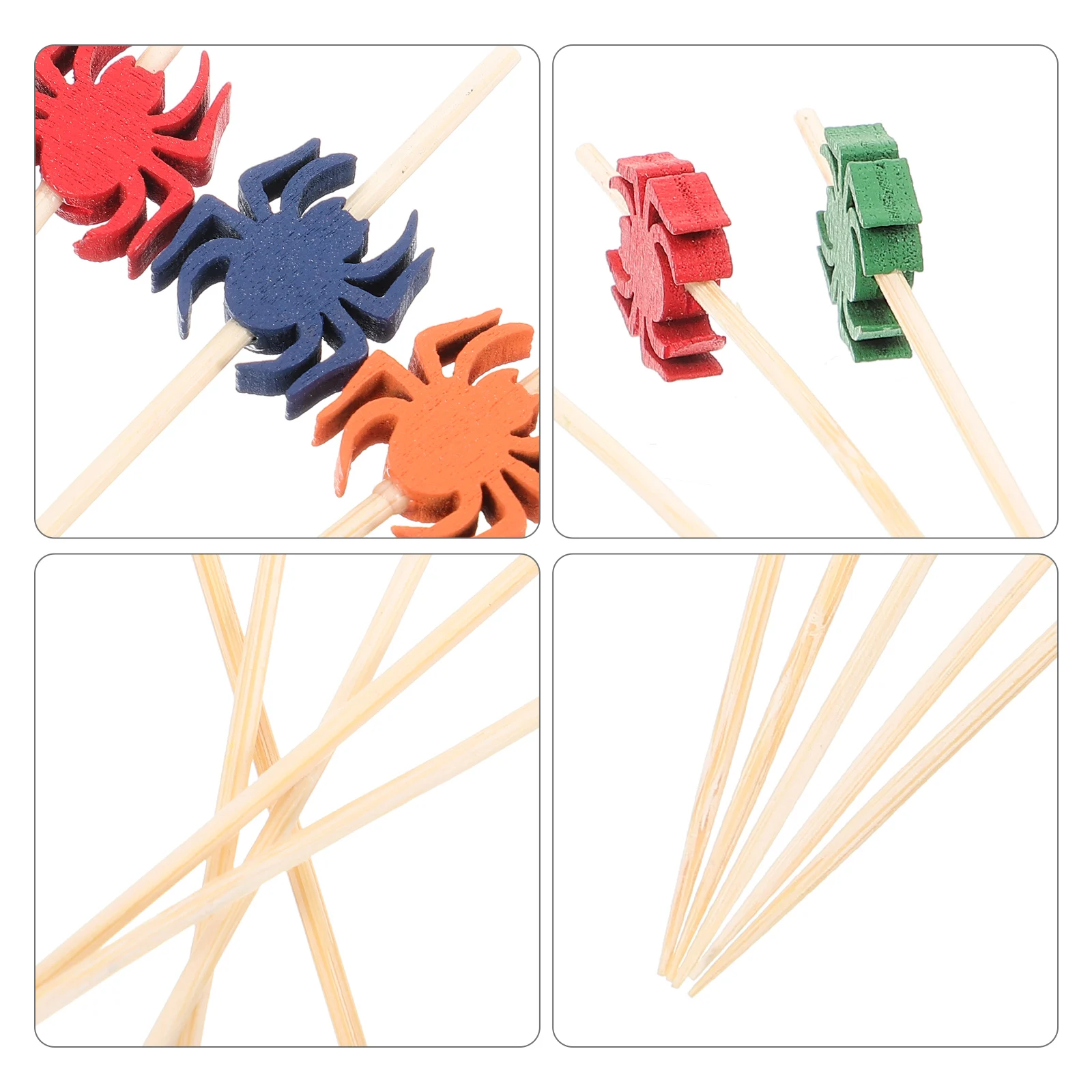 

100Pcs Artistic Spider Bamboo Cocktail Picks Disposable Party Fruit Sticks for Weddings Events Cheese Snack Food Forks