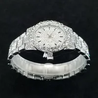 Elegant Diamond Watches Female Fashion Silver Round Stainless Steel Quartz Watch Iced Out Shiny Waterproof Clock Gift for Women - Image 5