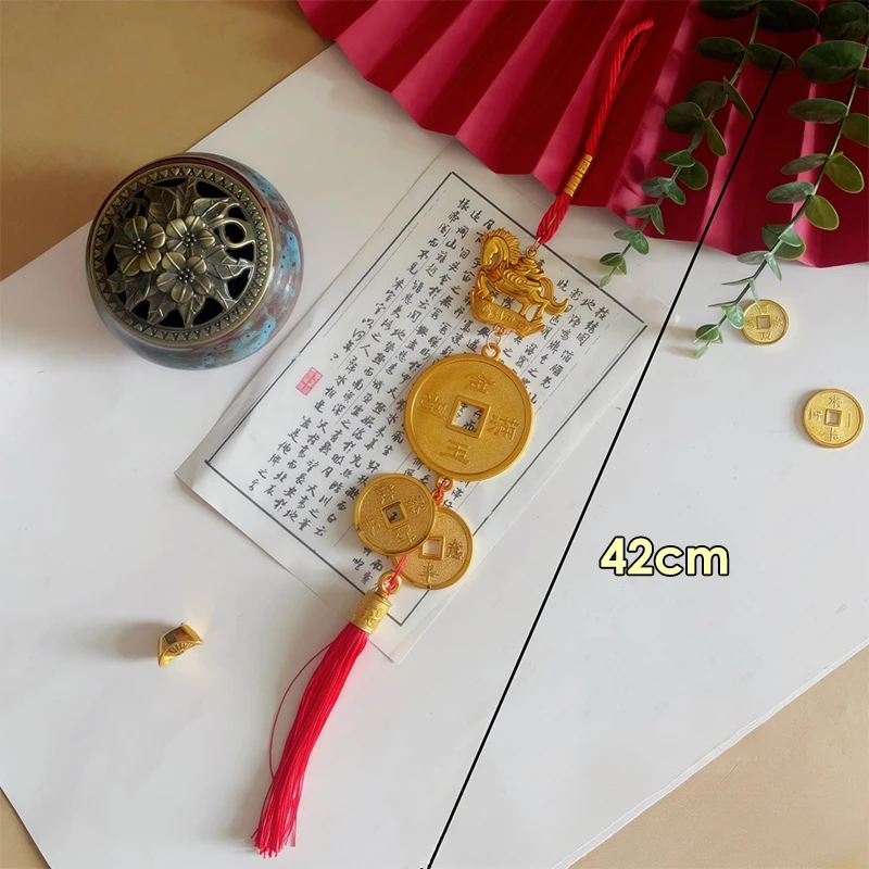 السنة الصينية الجديدة الذهب اللون البلاستيك الحصان قلادة طويلة شرابة حمراء الحلي للسيارة ديكور المنزل محظوظ سحر شنقا الديكور
