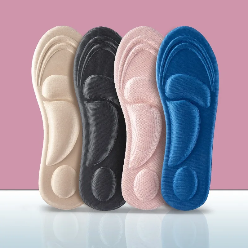 

4D Anti Slip Sports Insoles Women Breathable Sweat Absorbing Cushioning Massage Arch Support Thick Comfort insoles Foam material
