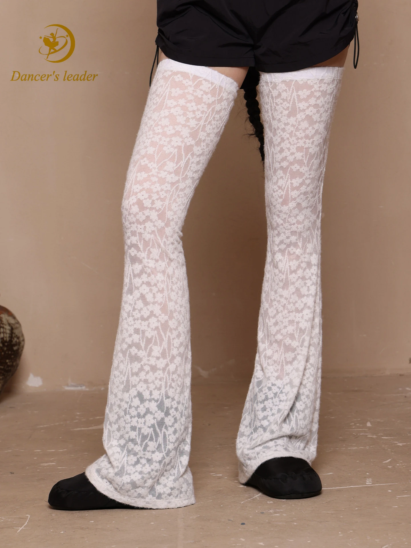 

Ballet Leotard For Women Practice Dress Gymnastics Performance Dress Adult Air Yoga Dress Lace Kneepads Warm Extended Socks