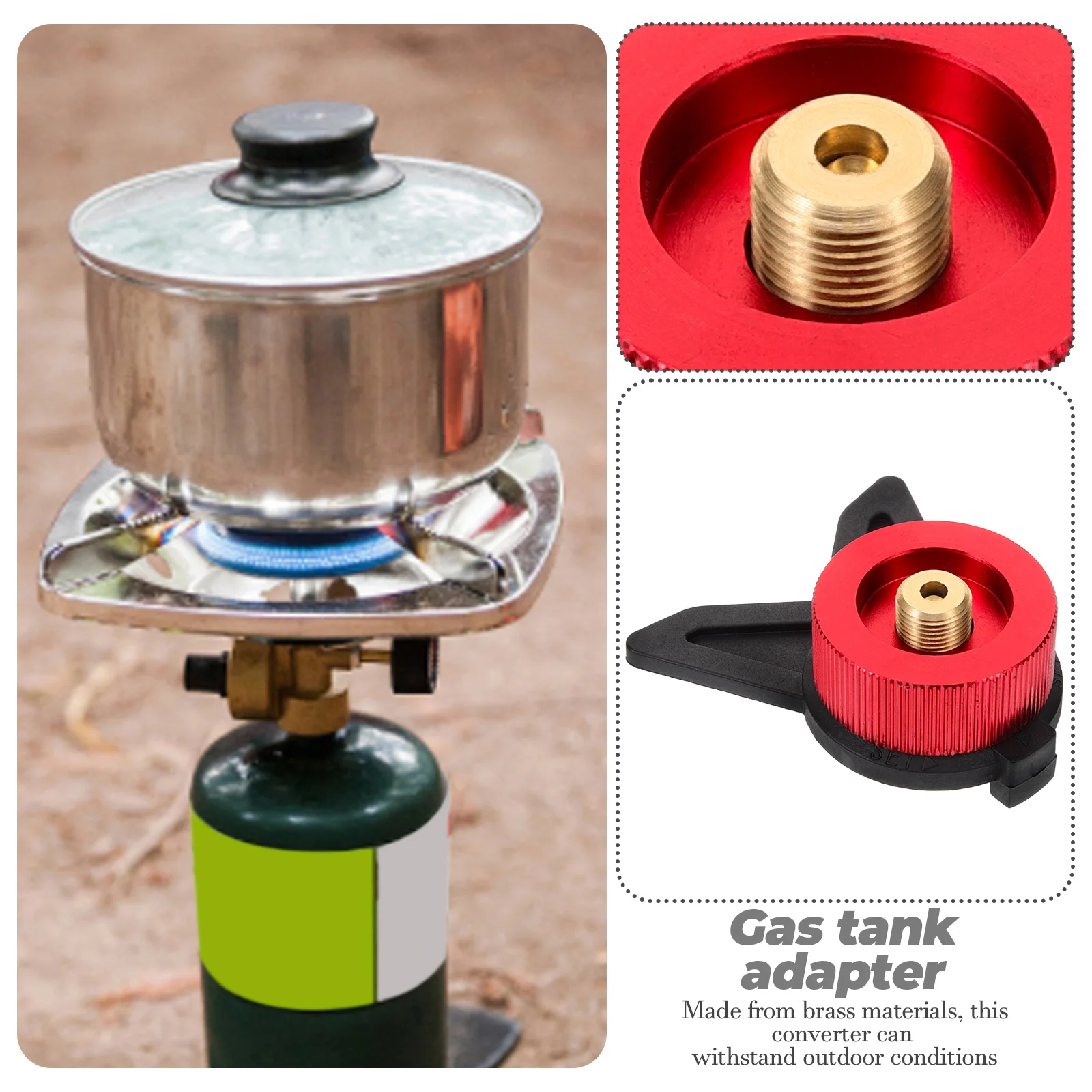 

Outdoor Gas Tank Converter Bracket Square Gray Camping Stove Durable Brass Portable Butane Propane Adapter Safe Leak Proof
