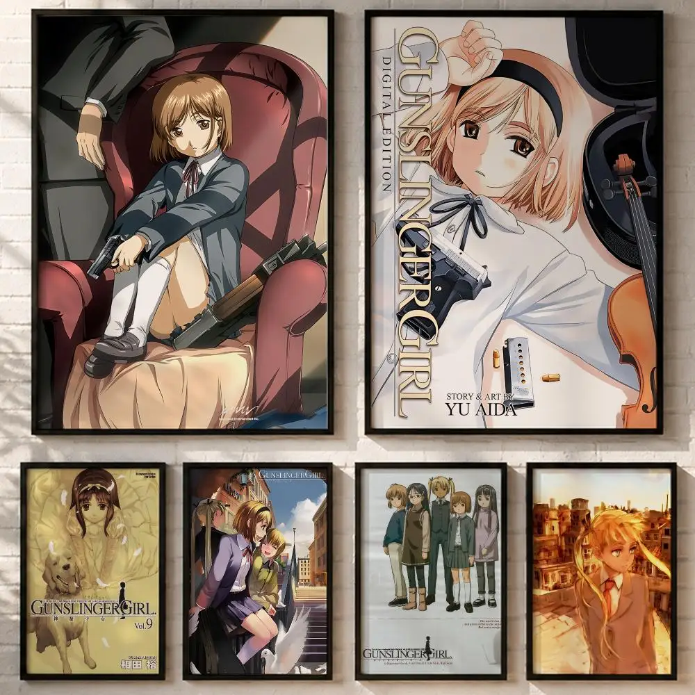 Anime Gunslinger Girl Poster HD poster wall art self-stick no-residue for home cafe office great gift