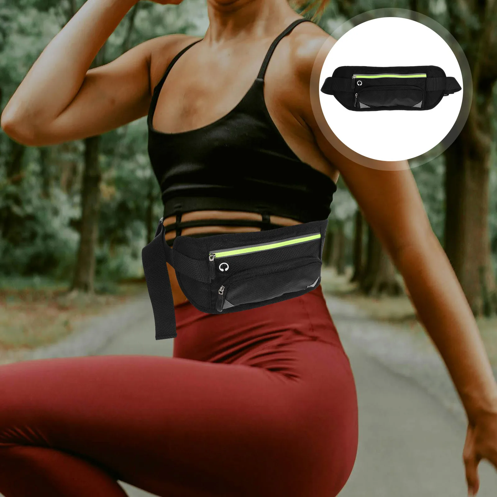 

Sports Waist Bag Adjustable Belt Pouch for Running Hiking Traveling 6 Inch Phone Black Sports Waist Bag Fanny Pack