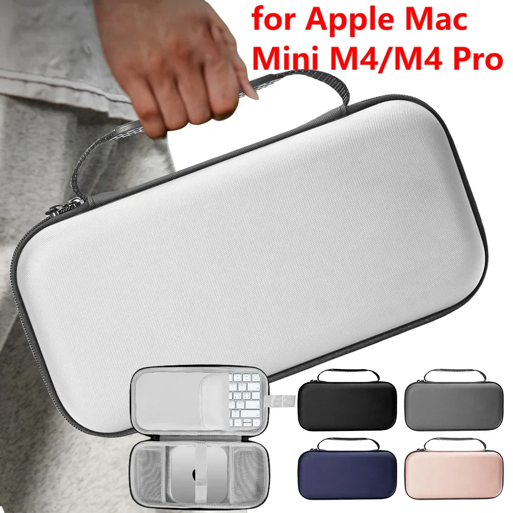 for Apple Mac Mini M4/M4 Pro Case Hard Carrying Case Anti-scratch Storage Bag with Mesh Pocket Protective Travel Handbag