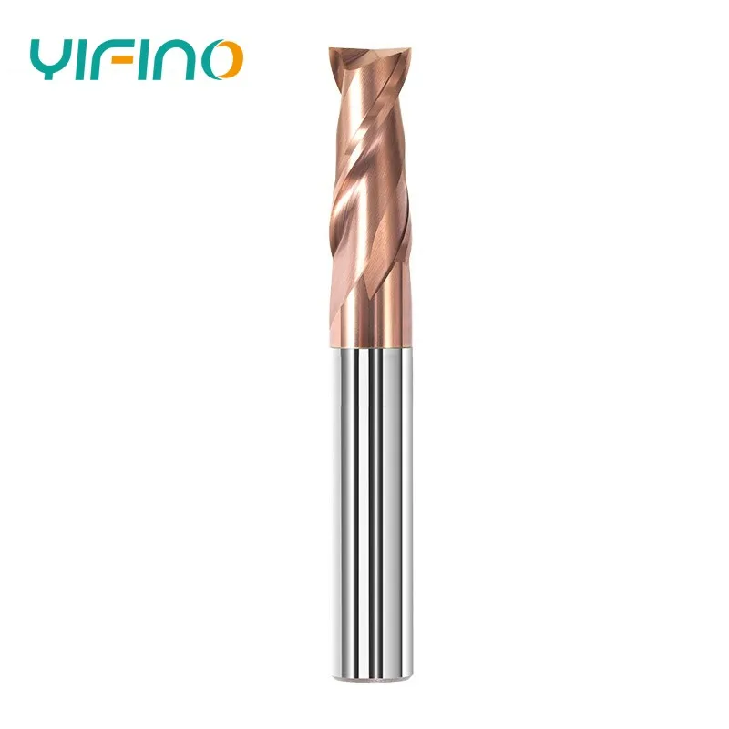 YIFINO HRC55 2-Flute Alloy Coating Flat End Mill Tungsten Steel Carbide Milling Cutter For CNC Machining Center Endmills Tools