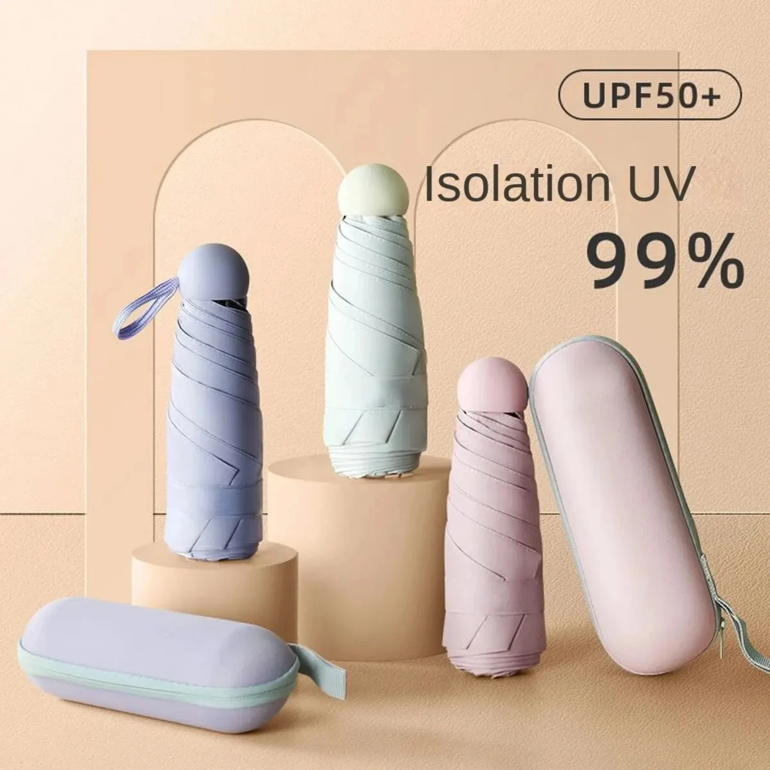 

Capsule Umbrella Small and Portable Solid Color Sunshade Women and Rain Dual Use Protection
