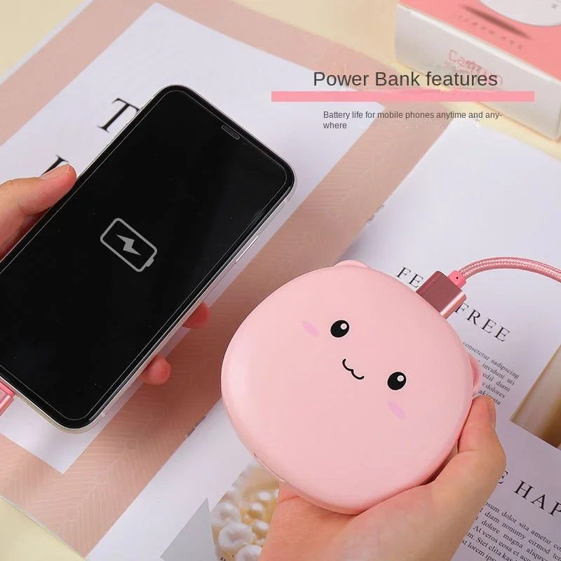 Hand Warmer Rechargeable 3In1 Cartoon Portable Heater USB Charge Power Bank Cosmetic Mirror Hand Warmer In Winter Three Colors