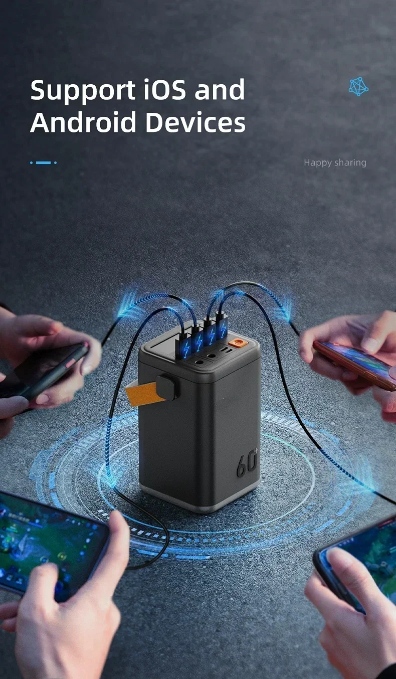 2024 High-capacity High-quality Outdoor Emergency Portable Mobile Power Supply Mobile Phone Charger 60000Mah Power Bank