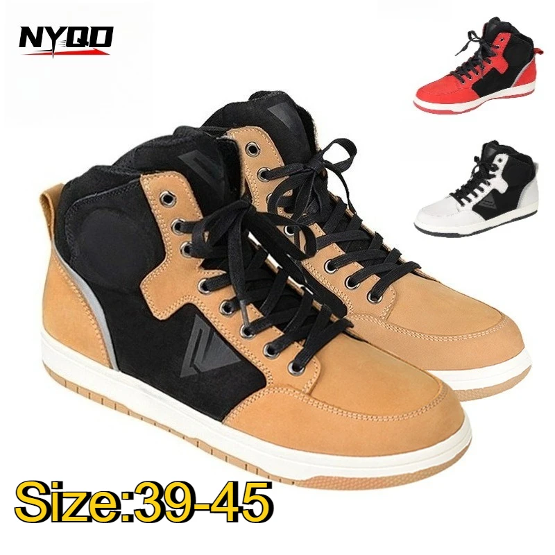 

Men's Vintage Motorcycle Shoes Mid-Cut Ankle Boots Non-Slip Motocross Touring Shoes for All Seasons