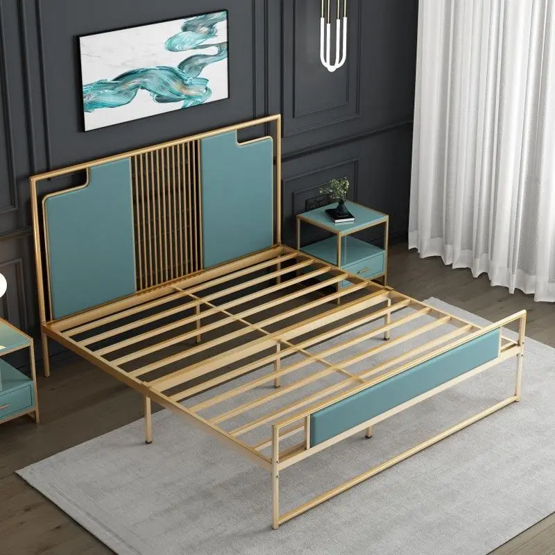

Light luxury modern simple Internet celebrity soft wrought iron bed 1.2 meters 1.5 meters iron frame mattress package