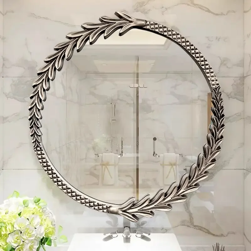 Aesthetic Mirrors Interior Wall Big Mirror Golden Art Vintage Round Large House Bathroom Decorative