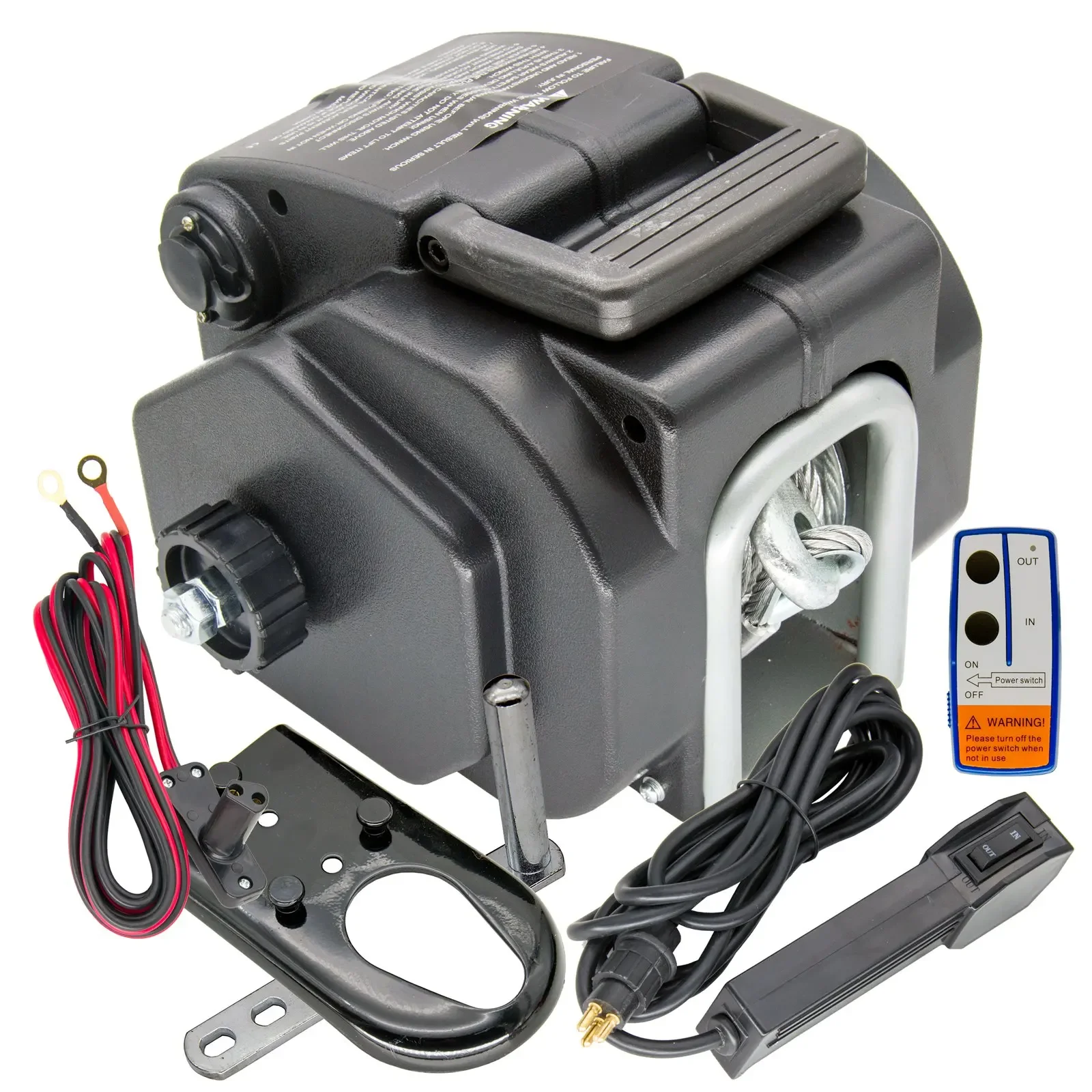 Trailer Winch 12V DC Electric Winch for Boats up to 5000 lbs Portable Winch Boat Truck Power-in, Power-Out