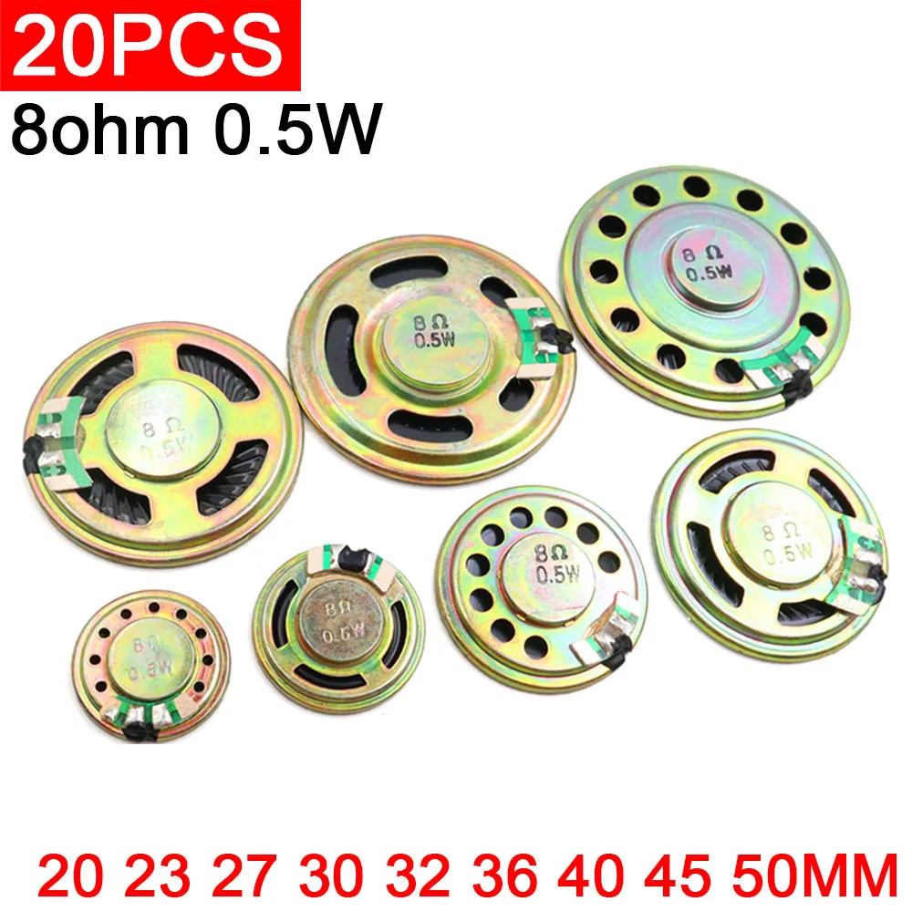 20pcs 8R 0.5W Ultra-Thin Large Magnet Shell Toy Learning Machine 8 ohm 8Ω 20 23 27 30 32 36 40 45 50MM Speaker
