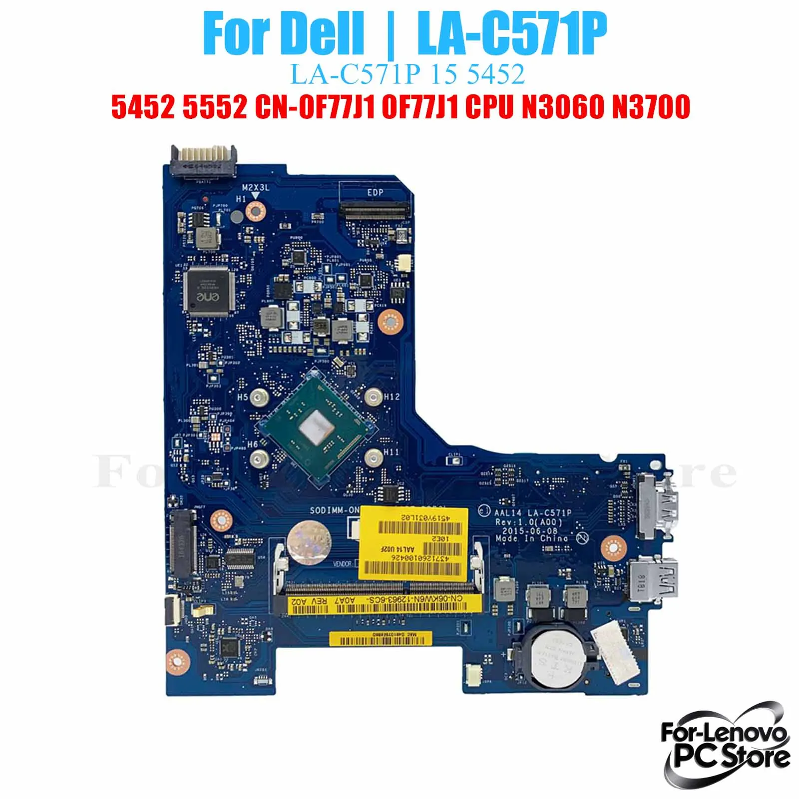 

LA-C571P для материнской платы DELL LA-C571P Inspiron 15 5552 CN-0F77J1 0F77J1 CN-06KW6N 06KW6N материнская плата для ноутбука