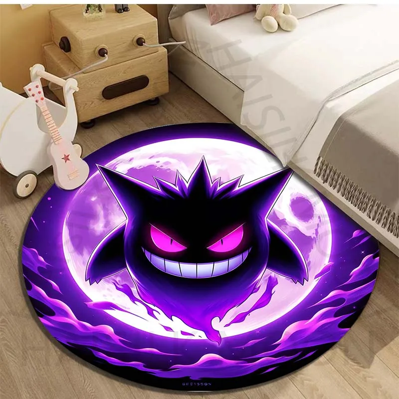 5 Sizes Pokémon Gengar Printed Round Carpet Living Room Sofa Table Carpet Large Pet Mat Soft Round Rug Home Decor Holiday Gifts