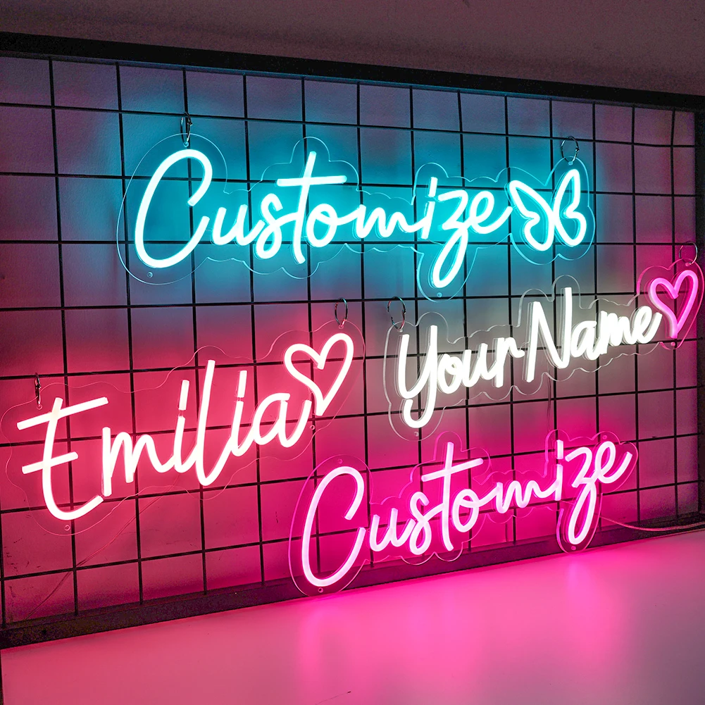 Custom Neon Signs, Neon Sign Customizable for Wall Decor, Personalized Neon Sign for Wedding Birthday Party Gift