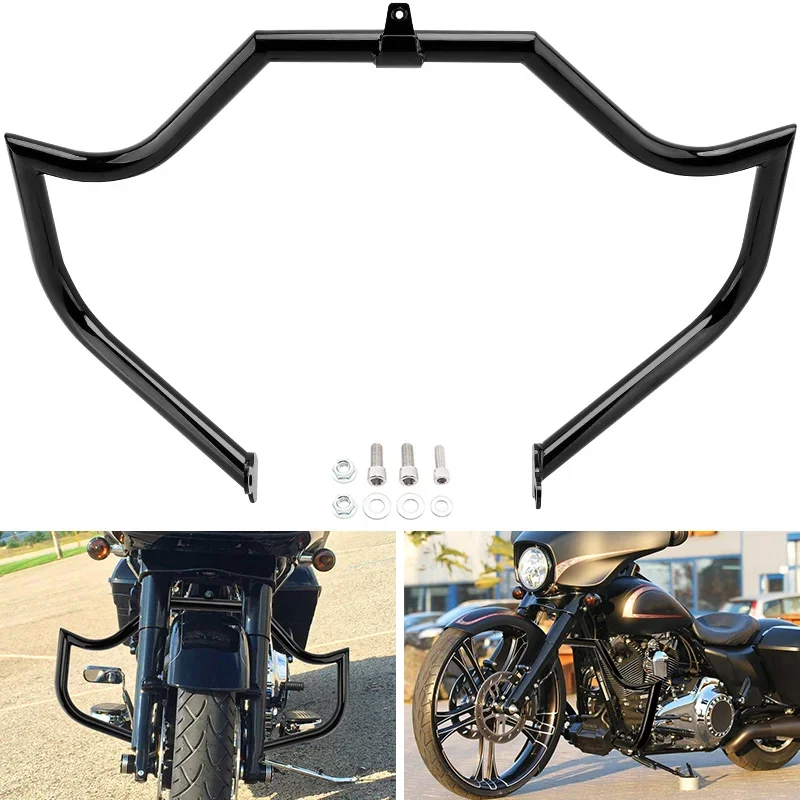 

Gloss Black Motorcycle Chopped Engine Guard Fairing Support Bracket For Harley Touring Road King Street Glide Electra 09-23