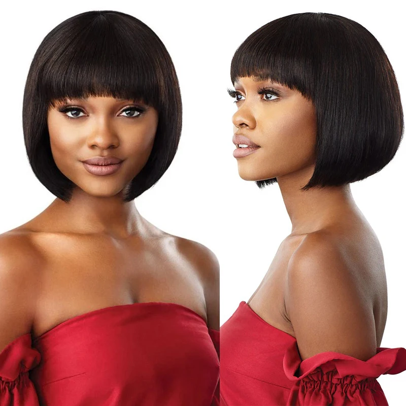 

Короткие женские парики Синтетический прямой парик Боб для чернокожих женщин Вечерние повседневного использования Натуральные черные темно-серые парики на распродаже