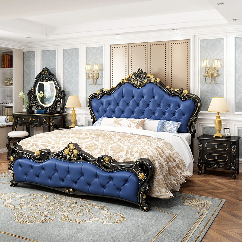 

Bedroom Modern Aesthetic Bed Frame Wood Nordic Twin King Size Bed Frame Black Blue Luxury Letto Matrimonialev Home Furniture