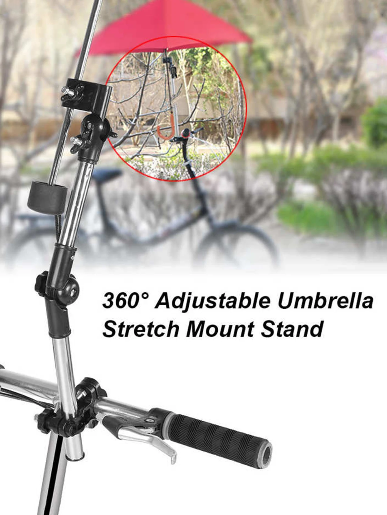 Wheelchair Bicycle Pram Swivel Umbrella Connector Stroller Holder Any Angle Stainless Steel Umbrella Holder Rain Gear Tool