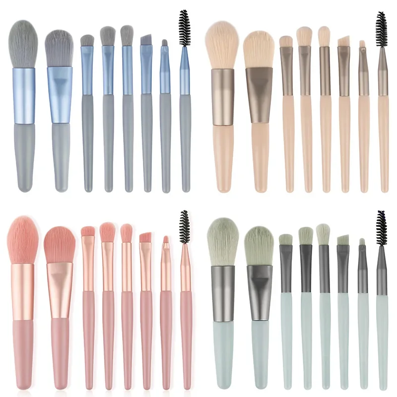 Portable 8Pcs Eyeshadow Foundation Blending Makeup Brush Soft Fluffy Cosmetics Concealer Makeup Brush Professional Make Up Tool
