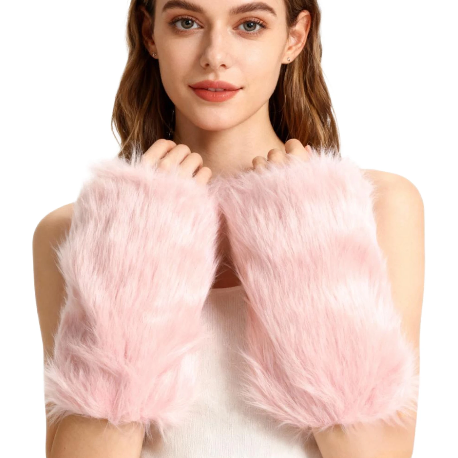 Harajuku Faux Fur Leg Warmers Furry Boot Cuffs Covers Winter Warm Plush Oversleeves Women Halloween Brazilian Carnival Costumes