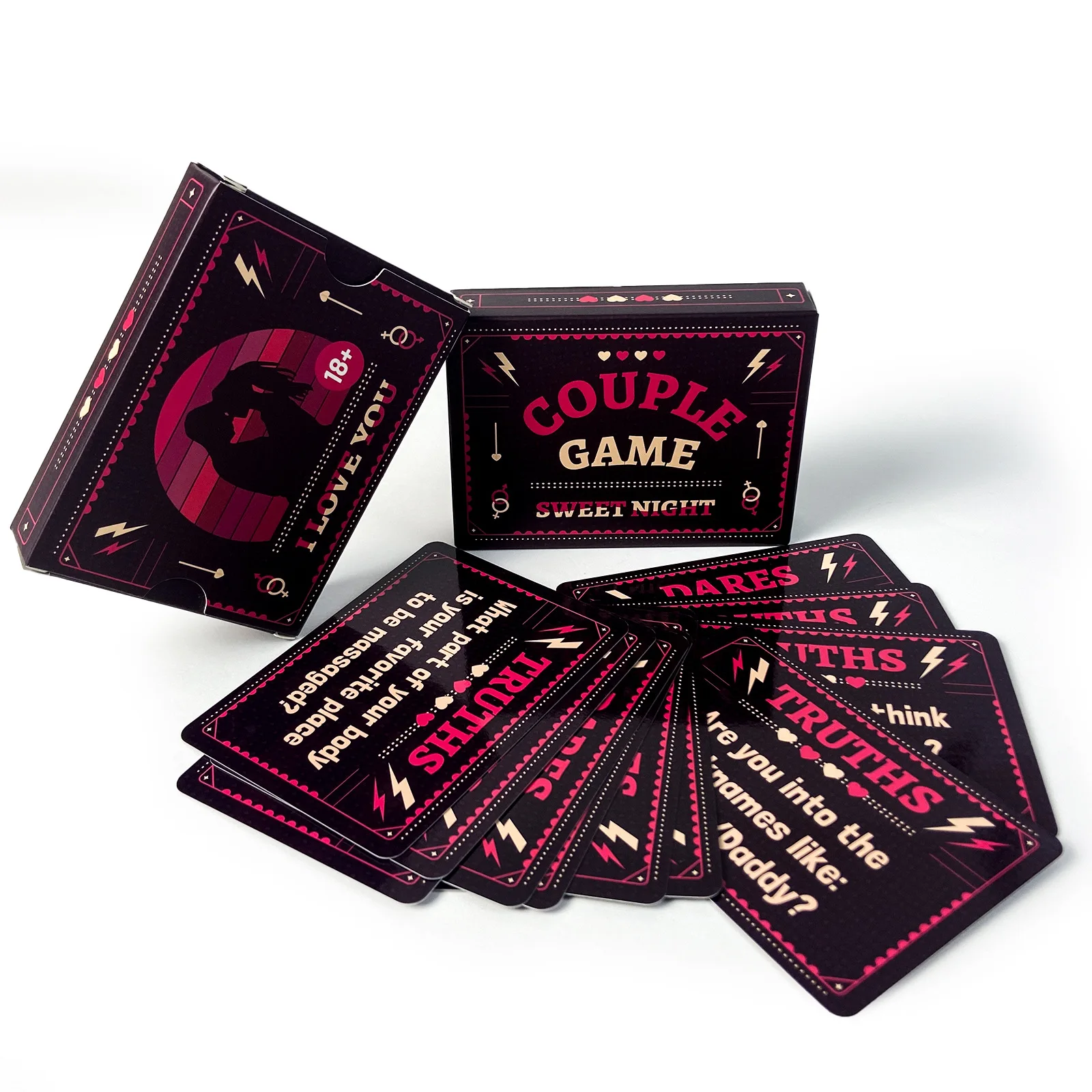 

50 Fun Couple Cards, Pink Romantic Night-themed Game Cards Ambiguous Interactive Games