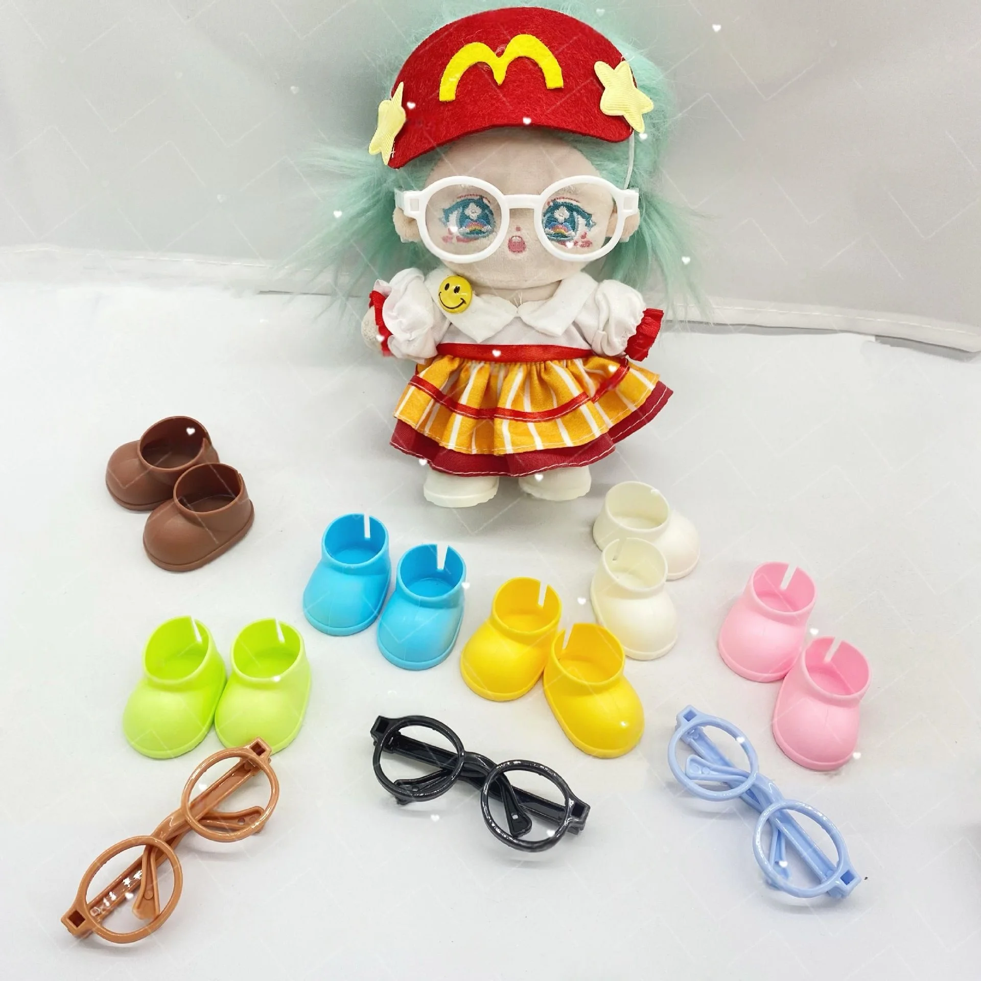Rain Boot Earphone Glasses for Labubu V1/v2/v3 Rain Boot Doll Accessories Clothes Outfit Doll Wellington Boots for Labubu Dolls
