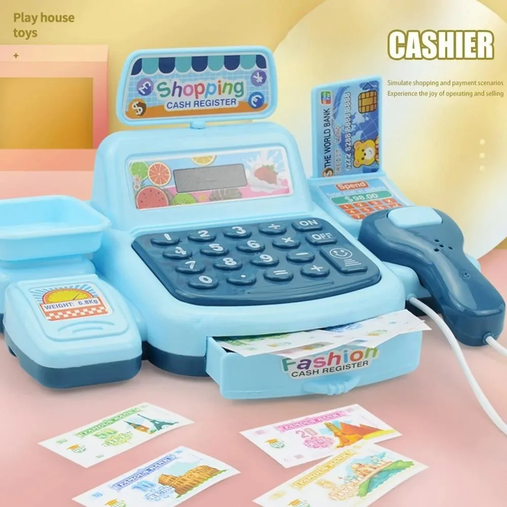 Juguete interactivo de caja registradora para niños con escáner, luces y sonidos | Juego de simulación de juego de checkout de supermercado | Regalo educativo