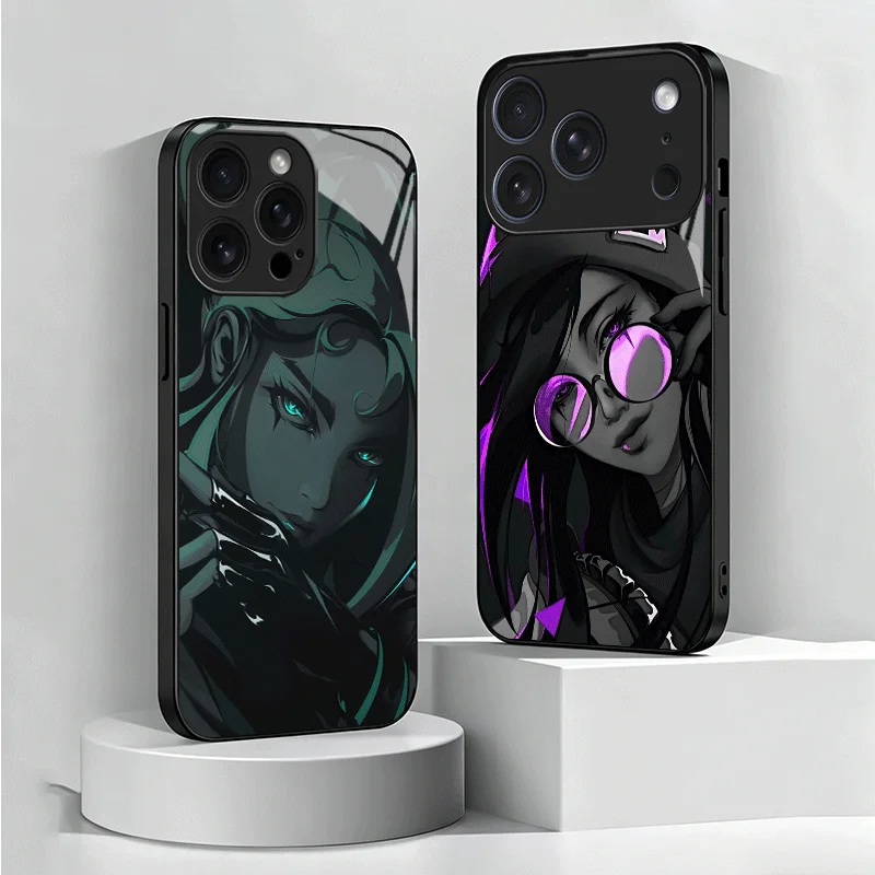 V-Valorants Game Black Cool Tempered Glass Phone Case for Samsung Galaxy A17 A16 A15 A14 A13 A57 A56 A55 A54 A53 A37 A36 A35 A34