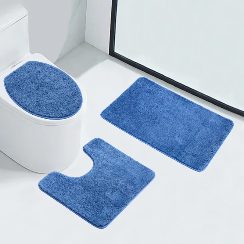 Set of 3 Bathroom Bath Mat Set Soft Non Slip Extra Thick Absorbent Soft Shower Carpets Washable Toilet Lid Cover For Home Decor