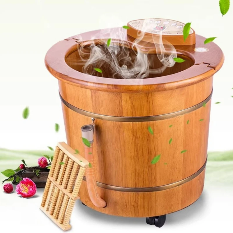 

Foot bucket oak foot basin automatic massage heating constant temperature electric foot therapy machine
