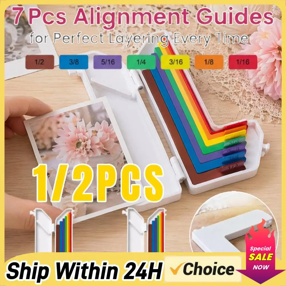 7Pcs Paper Crafting Alignment Guides with Storage Case Precision Layering & Matting Spacers for Card Making And Scrapbooking