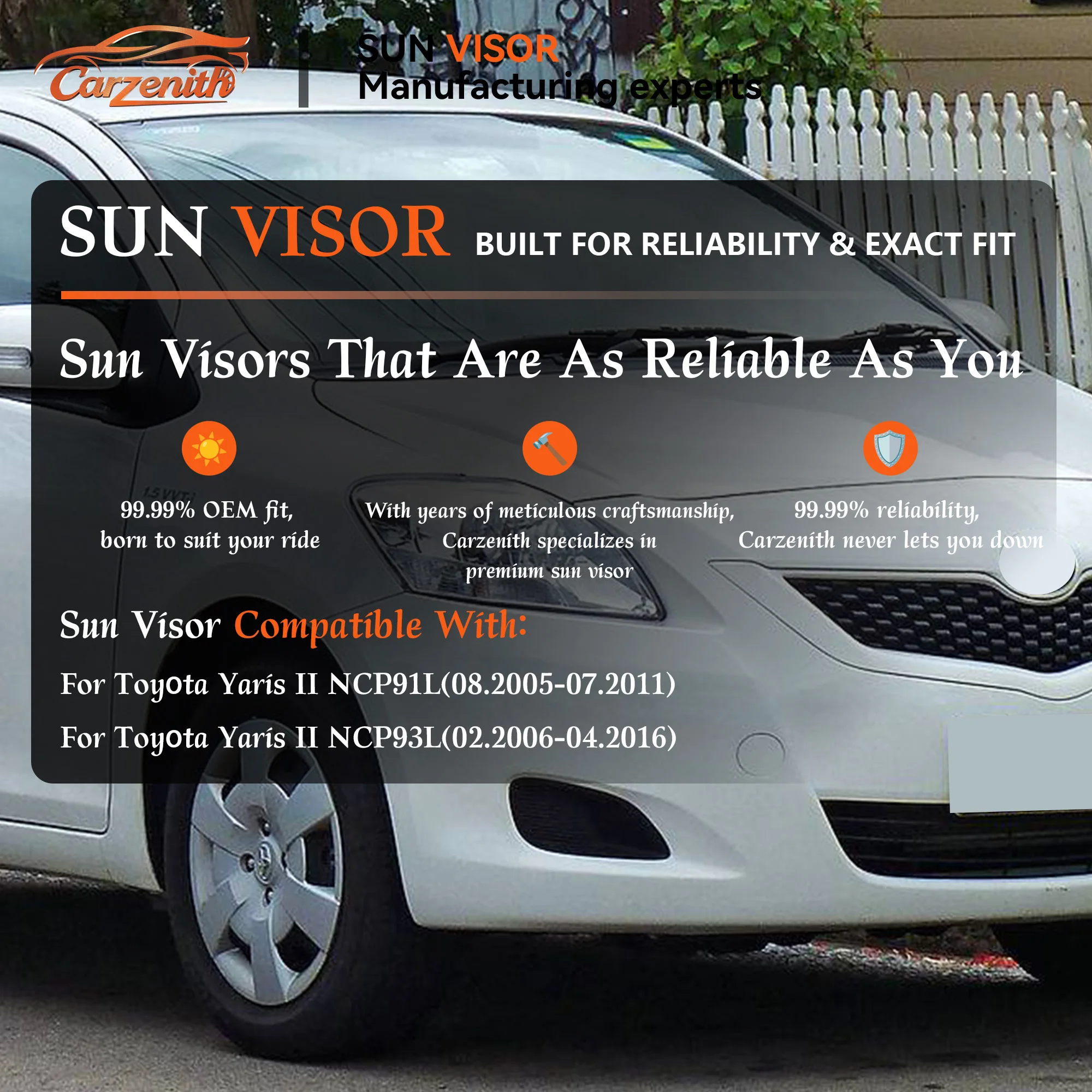 Sun Visor For Toyota Yaris MK2 2nd XP90 3dr 2005 2006 2007 2008 2009 2010 2011 2012 2013 2014 2015 2016 NCP91 NCP93 Sunvisor