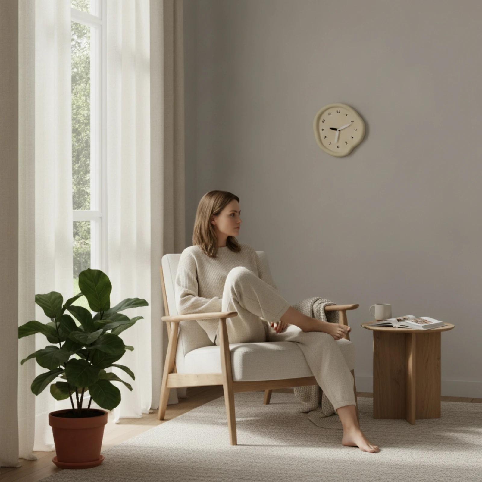 Arabic Numeral Wall Clock Neutral Analog Wall Clock Easy to Read Classic for Living Room, Bedroom