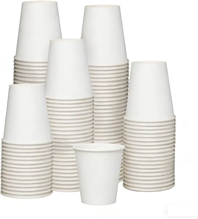 

Disposable Paper Cups, 7 oz White Paper Cups 200 Count in Package Hot/Cold Beverage Drinking Cups Office Small Cafés, Ba
