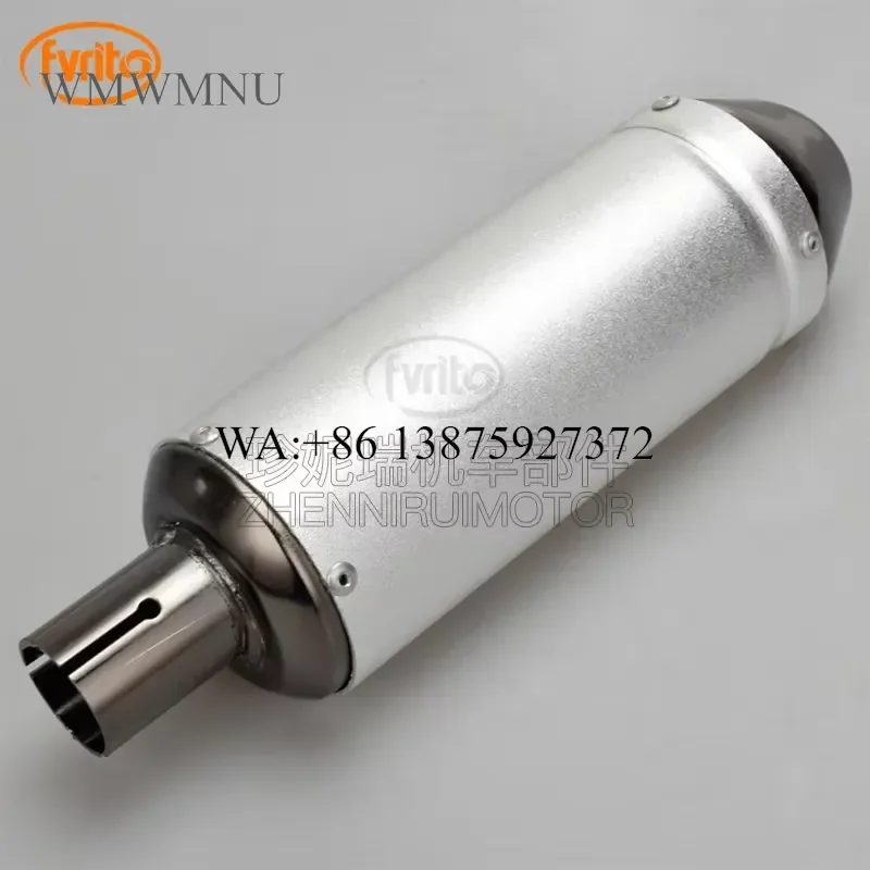 Wmwmnu for Fvrit Aluminum Motorcycle Exhaust Muffler 28mm Silver Off Road ATV Modified Tail Section With Clamp And Mounting