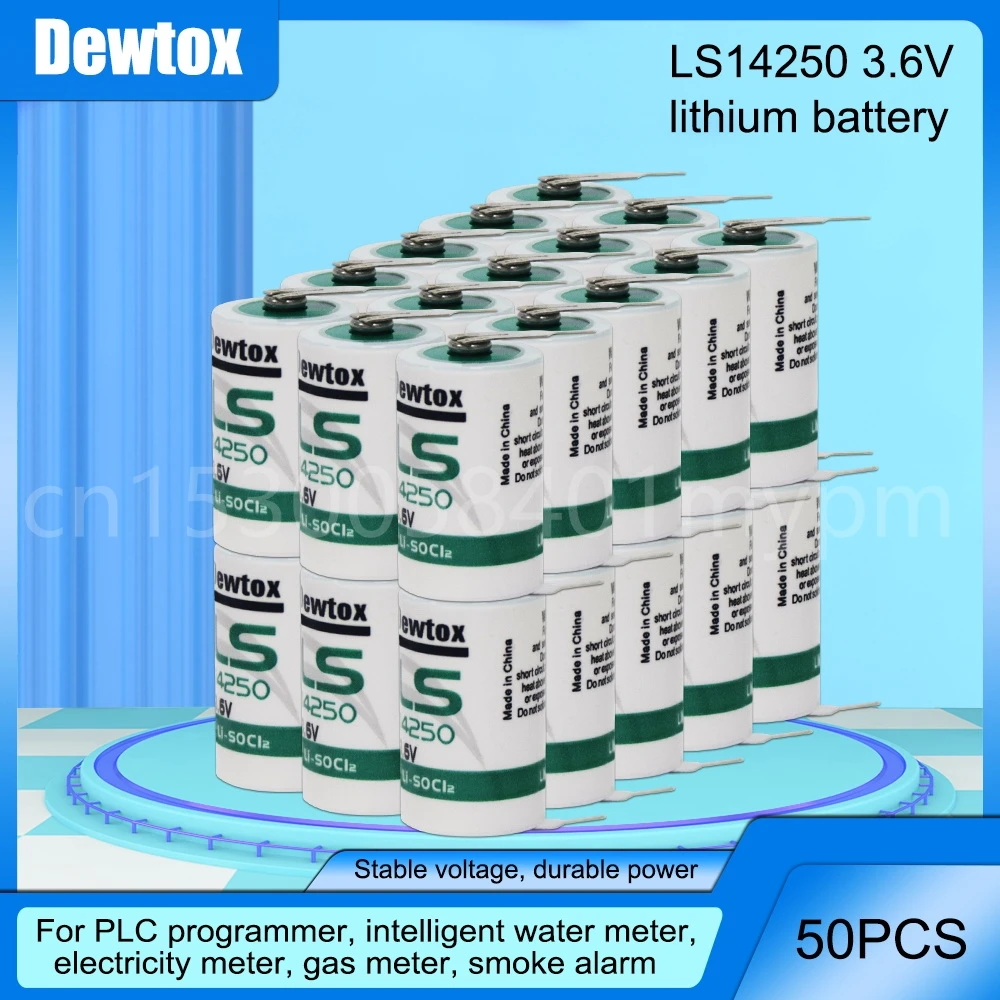 

50PCS New LS14250 14250 1/2AA 3.6V Lithium Battery With Pins For PLC CNC Machine Tools Touch Screen Water Meter Li-Ion Batteria