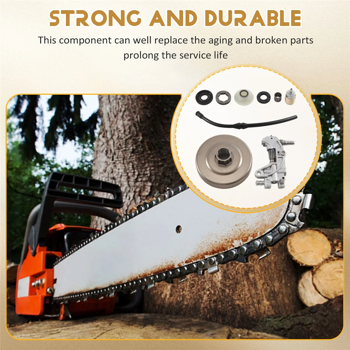 中国チェーンソー用クラッチスプロケット,ドラムオイルポンプ,ウォームギア,オイルシール,燃料フィルター,ラインパーツ,4500 5200 5800 45cc 5