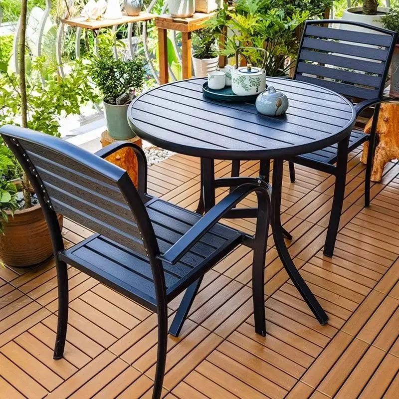 

Balcony,small tables and chairs,coffee table,plastic wood,courtyard,garden,tea table,combination,leisure, milk tea shop, terrace