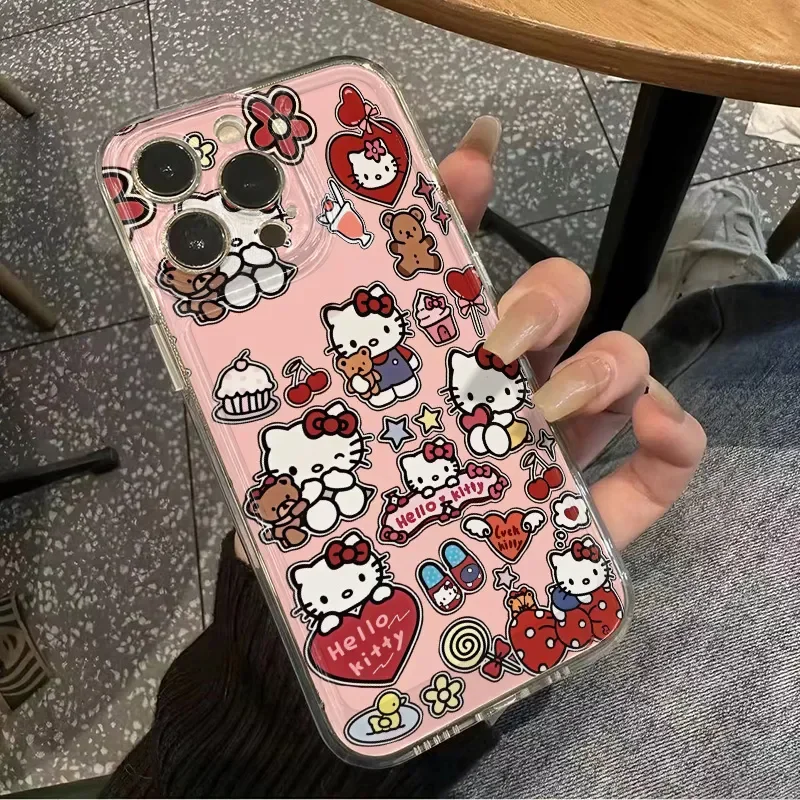 Etui na iPhone 17 Pro Max Kawaii Hello Kitty, etui na iPhone 17 Pro 16 Plus, odporne na wstrząsy, obudowa na Apple 15 14 13 12 Mini