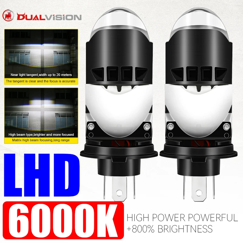 H4 Bi LED Projector Lens LHD Canbus Car Headlight Bulbs 1:1 Mini Turbo Lamp H4 CSP STG PTF Dual High Low Beam 12V 24V Plug&Play