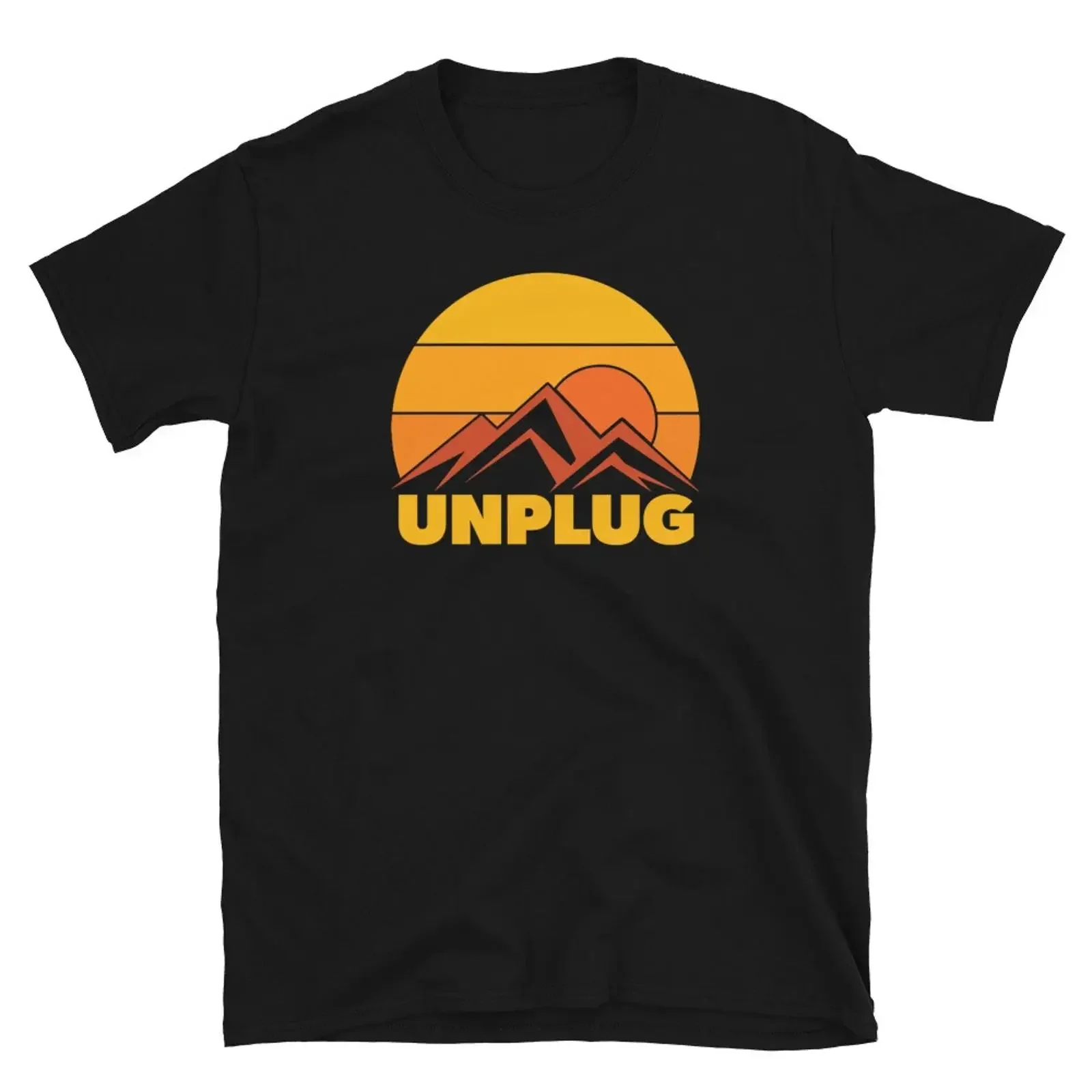 Unplug and get outside hiking camping backpacking T shirt vintage Washed streetwear Stylish Breathable Top For Everyday Wear