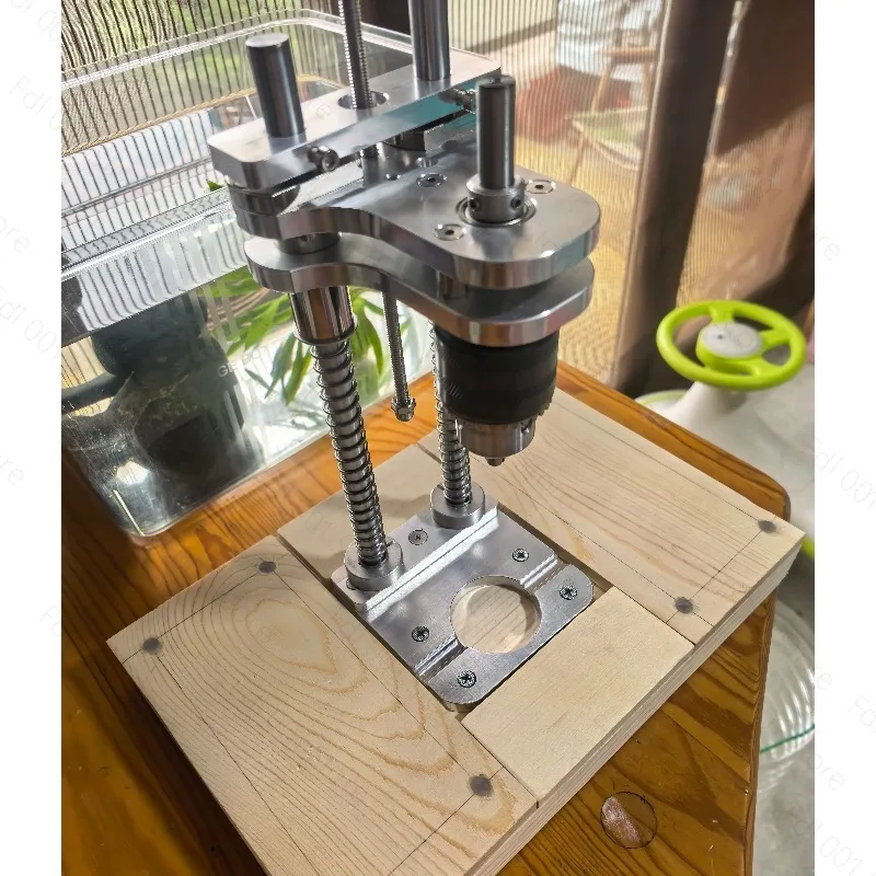 Vertical Drilling Guide Stand Woodworking Desktop Aluminum Alloy Dual Plate with Nickel-Plated Shaft Drill Guide Bracket Tool