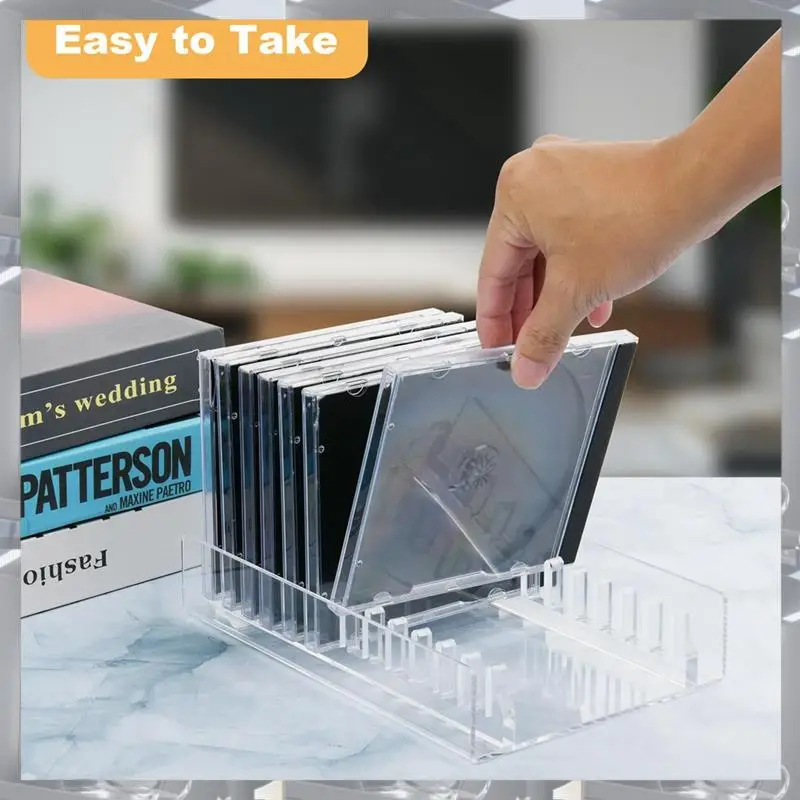 Hot Selling-CD Storage Holder Desktop Stand, Acrylic CD Organizer Stand CD Display Rack, CD Storage Rack Up To 12 Standard CD Ca